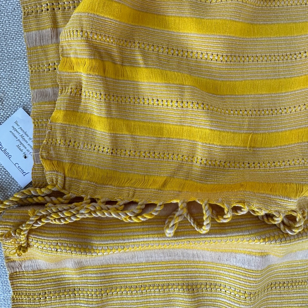 Yellow Striped Reversible Guatemalan Scarf – New with Tag